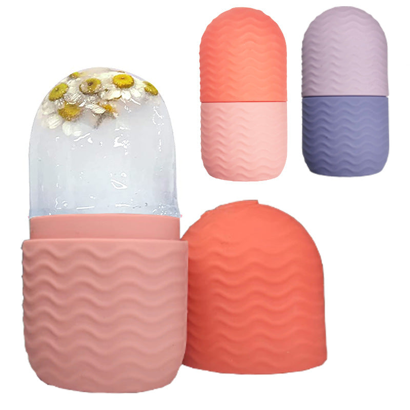 Face Ice Roller Silicone,Ice Roller Facial Massage | Silicone Cleansing Ice Lattice | Ice Cube Roller With Scrub.Random colors/