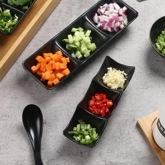 3-compartment Dipping Sauce Dish – Bpa-free Plastic Condiment Server For Hot Pot, Sushi, Appetizers – Microwave & Dishwasher Safe (random Color)