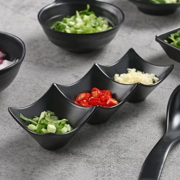 3-compartment Dipping Sauce Dish – Bpa-free Plastic Condiment Server For Hot Pot, Sushi, Appetizers – Microwave & Dishwasher Safe (random Color)