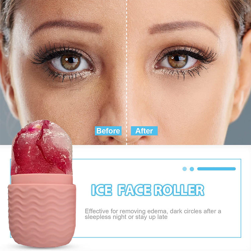 Face Ice Roller Silicone,Ice Roller Facial Massage | Silicone Cleansing Ice Lattice | Ice Cube Roller With Scrub.Random colors/