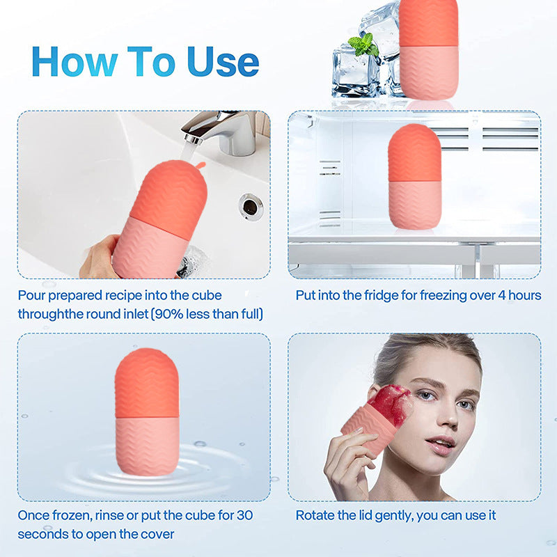 Face Ice Roller Silicone,Ice Roller Facial Massage | Silicone Cleansing Ice Lattice | Ice Cube Roller With Scrub.Random colors/